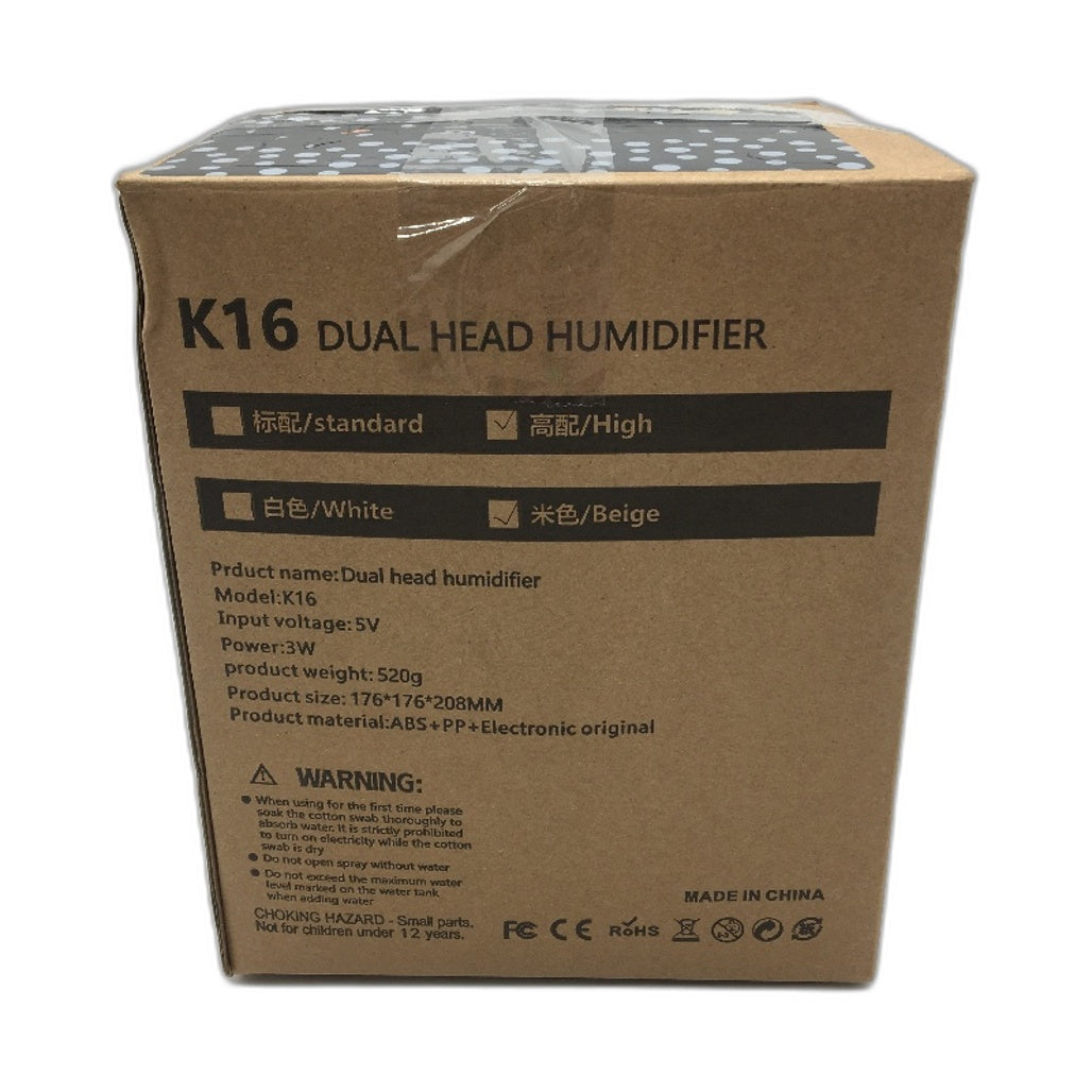 K16 4L Dual Head Double Spray Nano Mist Low Noise USB Air Humidifier NEW