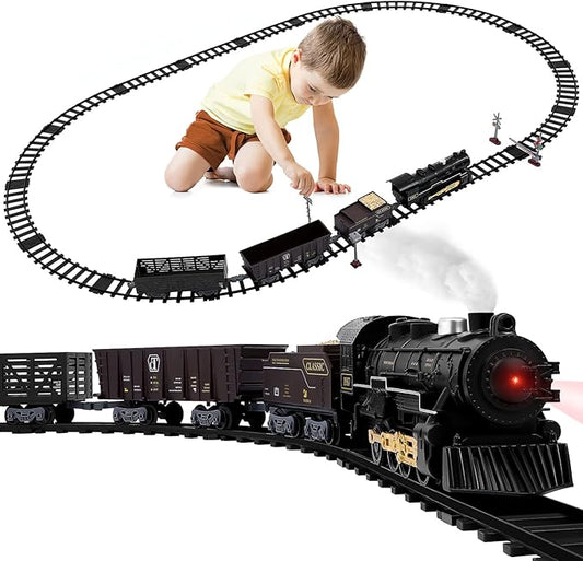 Toyandona 1613 Battery Powered Railway 4 Section Steam Train Toy Set NEW
