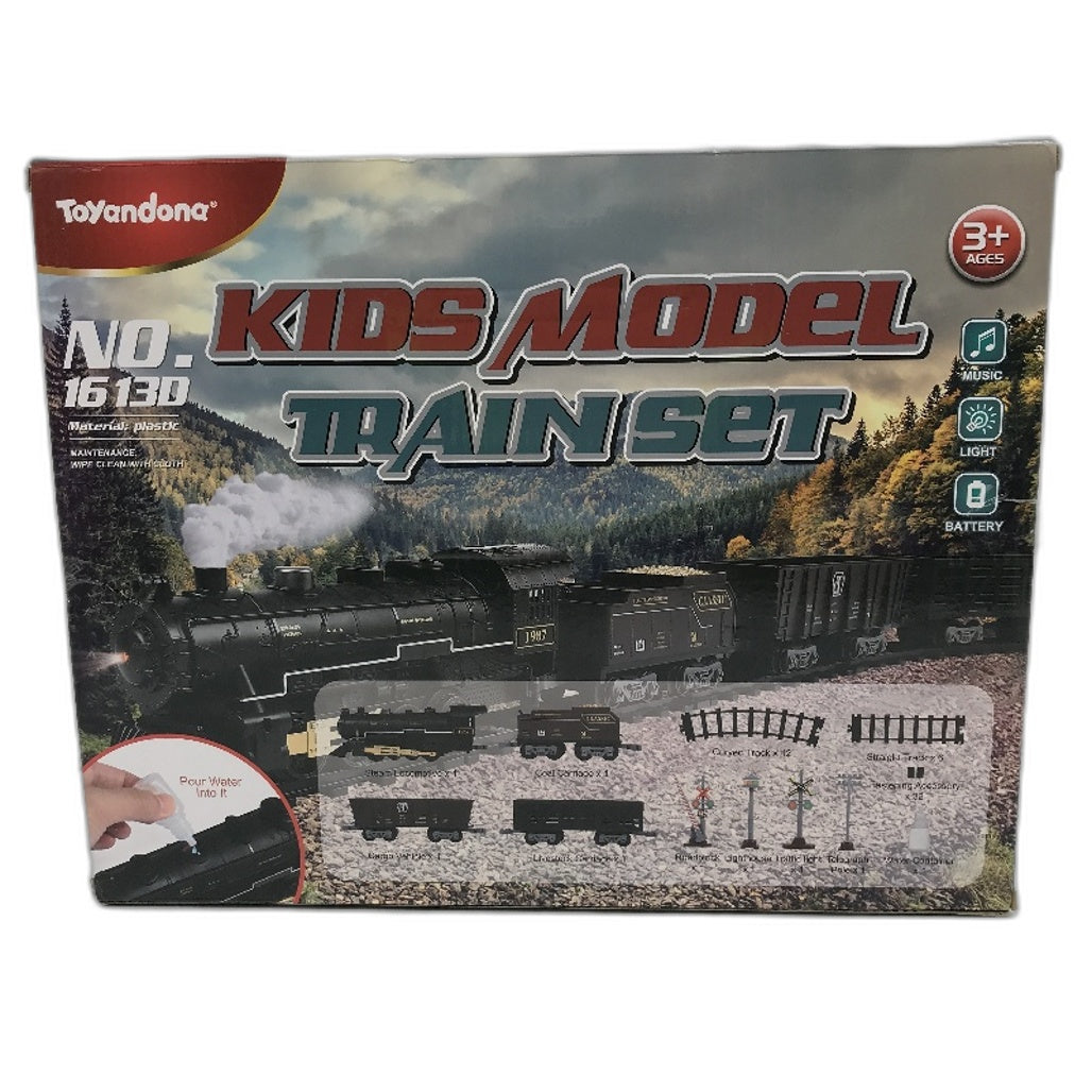 Toyandona 1613 Battery Powered Railway 4 Section Steam Train Toy Set NEW