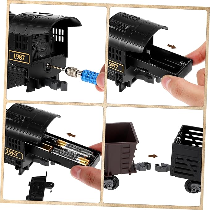 Toyandona 1613 Battery Powered Railway 4 Section Steam Train Toy Set NEW