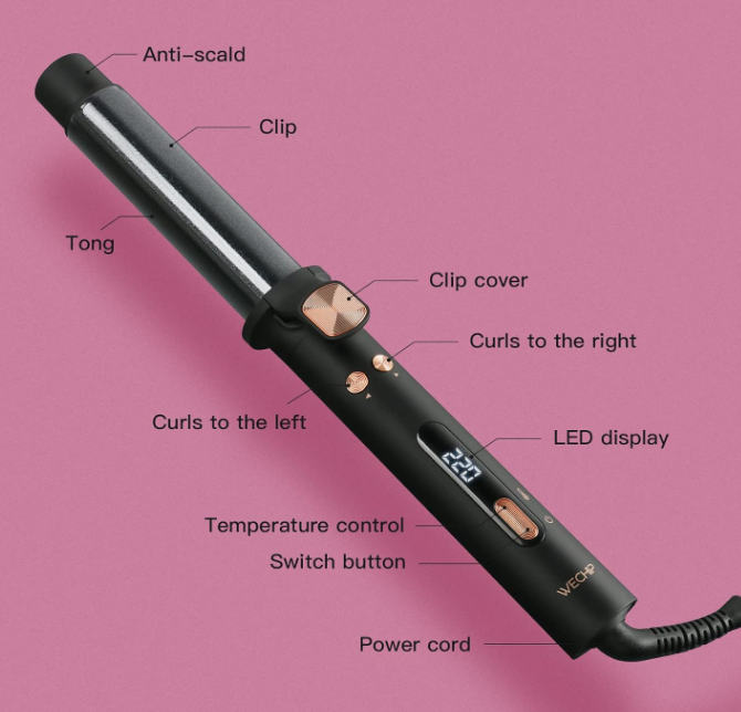 WeBeauty WeChip Professional Self-Rotating Curling Iron Wand LED Display