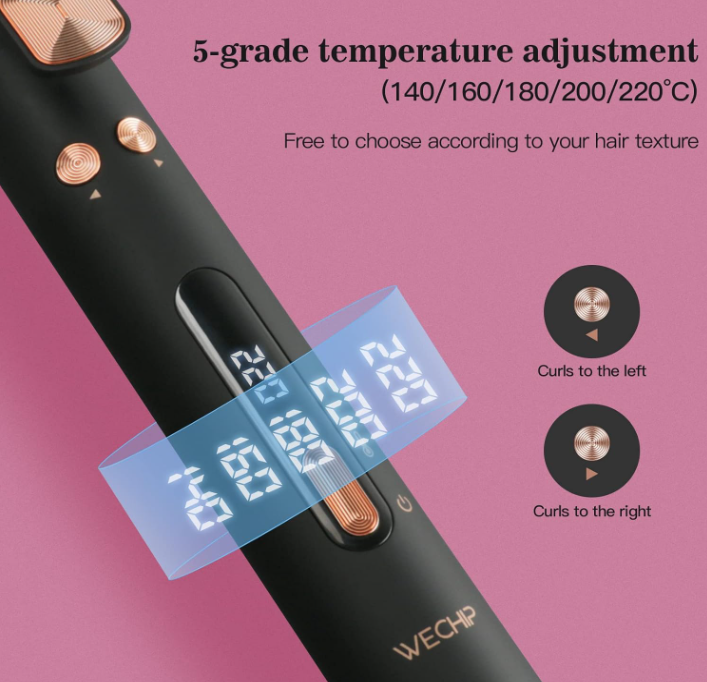 WeBeauty WeChip Professional Self-Rotating Curling Iron Wand LED Display