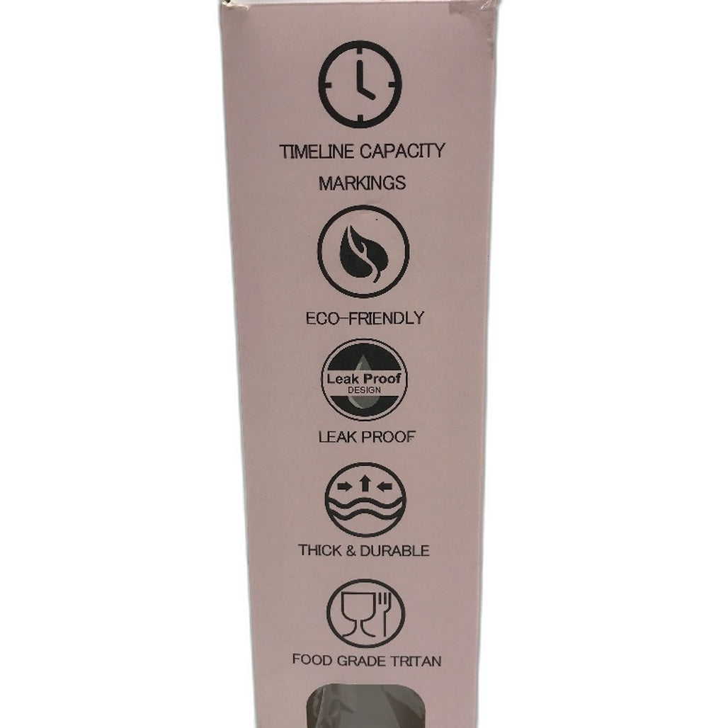 Sports Water Bottle White 1000ml With Time Marking Leak Proof Drinkbottle