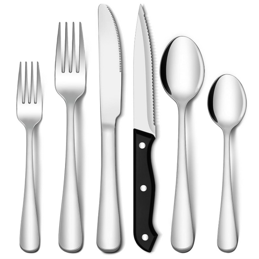 24 Piece Silverware Set Service For 4 Stainless Steel Flatware Set Cutlery