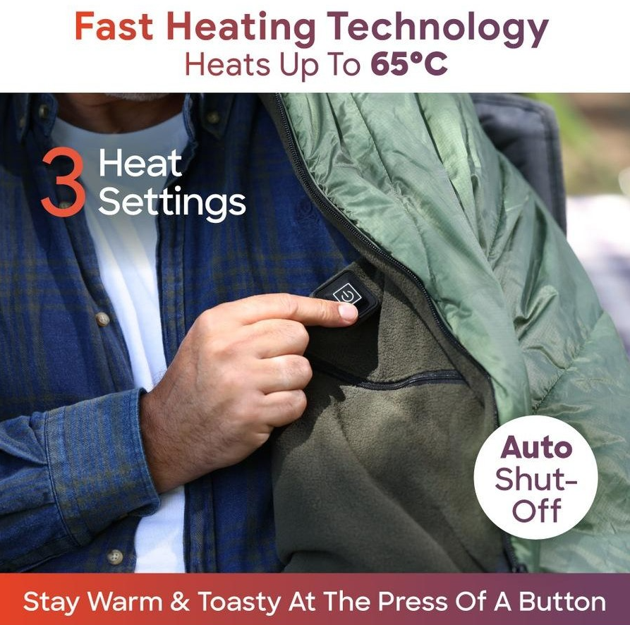 Sash & Bloom Portable Heated Outdoor Blanket Olive Green Fast-Heating Technology