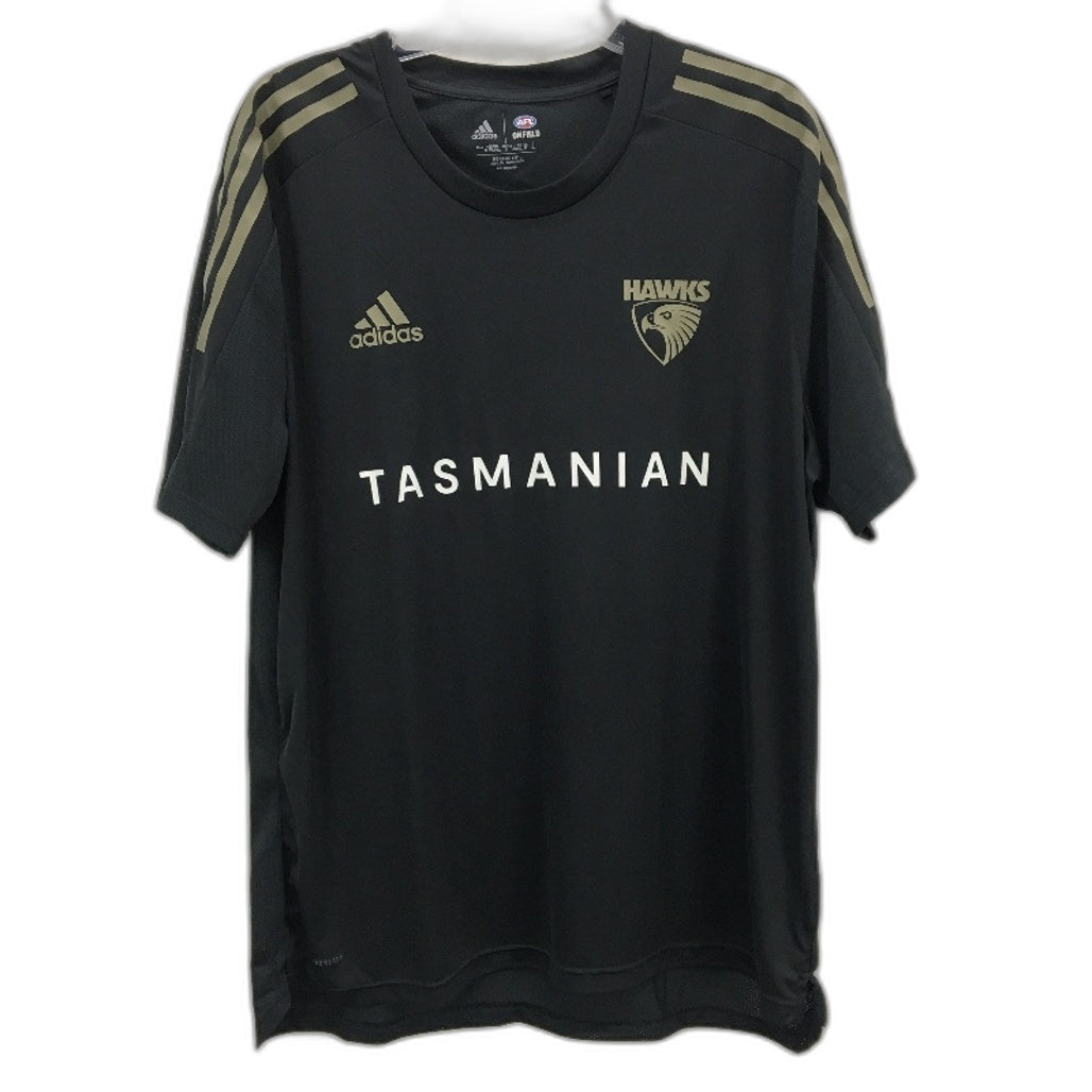 AFL x Adidas Hawthorn Hawks Dark Grey Onfield Aeroready Sports Tee Mens Size XL