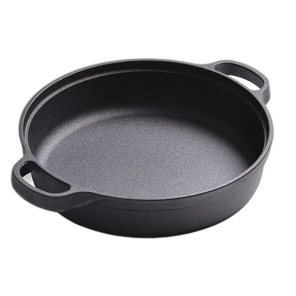 Cast Iron Skillet 2 Handles 22cm Round Mini Flat Frying Pan Easy Cooking