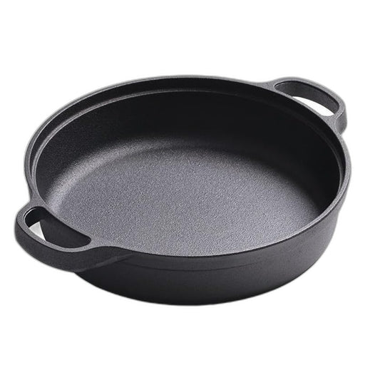 Cast Iron Skillet 2 Handles 22cm Round Mini Flat Frying Pan Easy Cooking