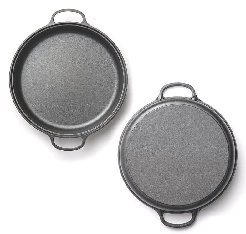 Cast Iron Skillet 2 Handles 22cm Round Mini Flat Frying Pan Easy Cooking