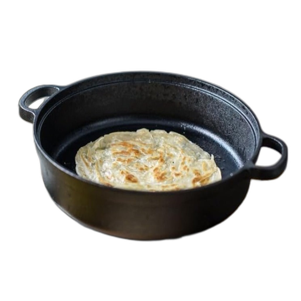Cast Iron Skillet 2 Handles 22cm Round Mini Flat Frying Pan Easy Cooking