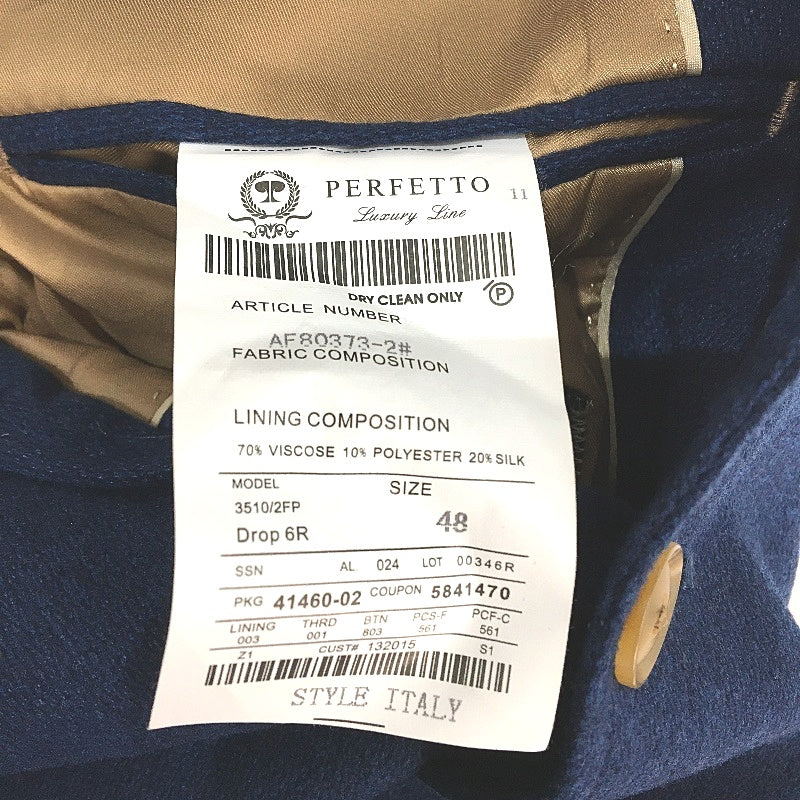 Perfetto Luxury Line Navy Single Breasted Textured Blazer Mens Size 48