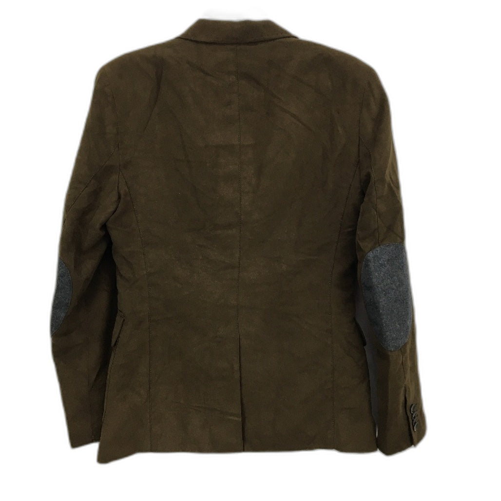 ZARA Dark Brown Green Suede Single Breasted Fully Lined Mens Blazer Jacket