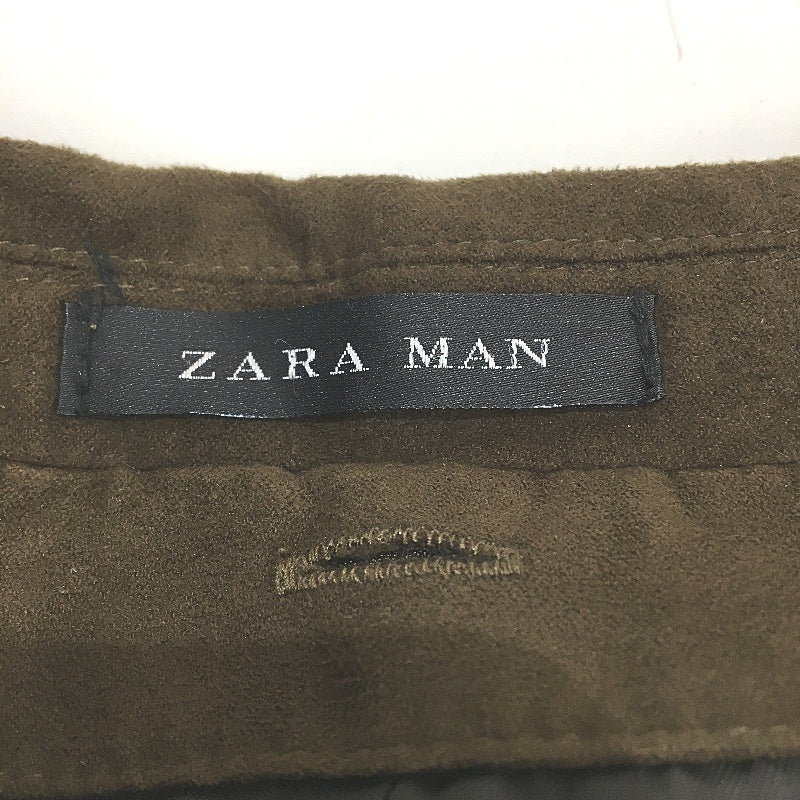 ZARA Dark Brown Green Suede Single Breasted Fully Lined Mens Blazer Jacket