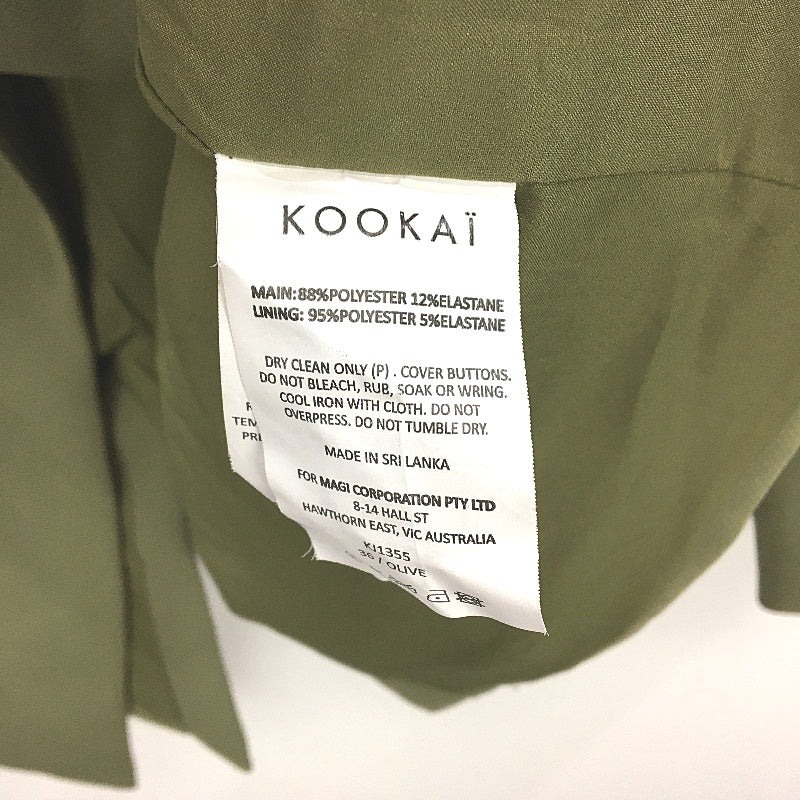 Kookai Olive Green Fully Lined Double Breasted Blazer Ladies Size 36