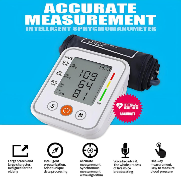 Blood Pressure Monitor Upper Arm Digital BP Machine & Pulse Rate Monitoring Tool