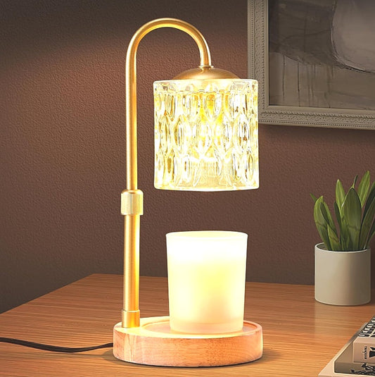 Briever Dimmable Candle Wax Warmer Lamp Wooden Base Height Adjustable Decor