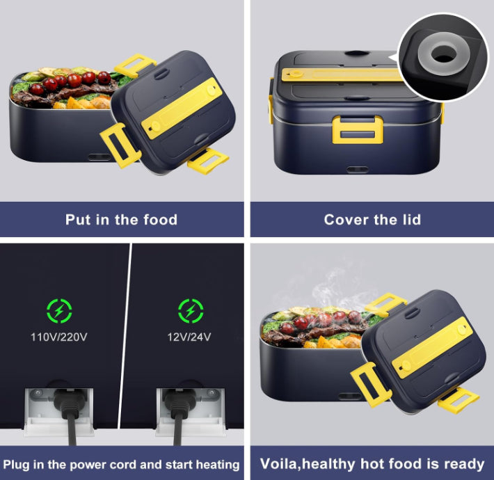 Tojune Electric Heating Lunch Box Food Warmer Portable Bento Lunchbox