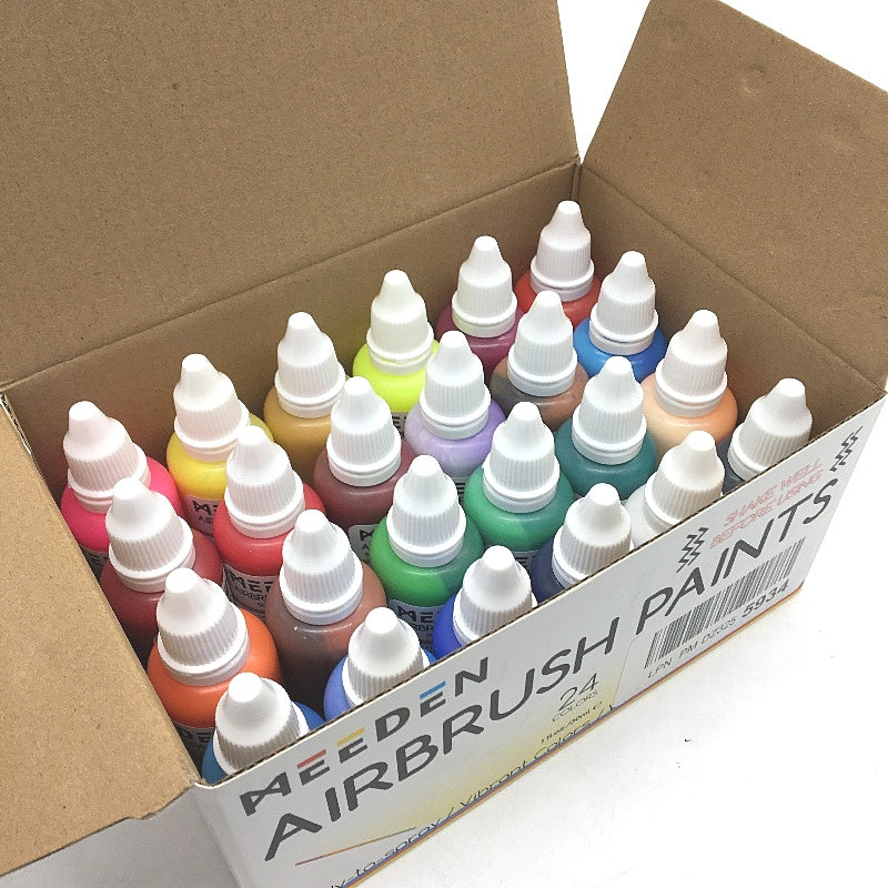 Meeden 24 Pcs 30ml Airbrush Paints Ready To Spray Non-Toxic Water Based Colours