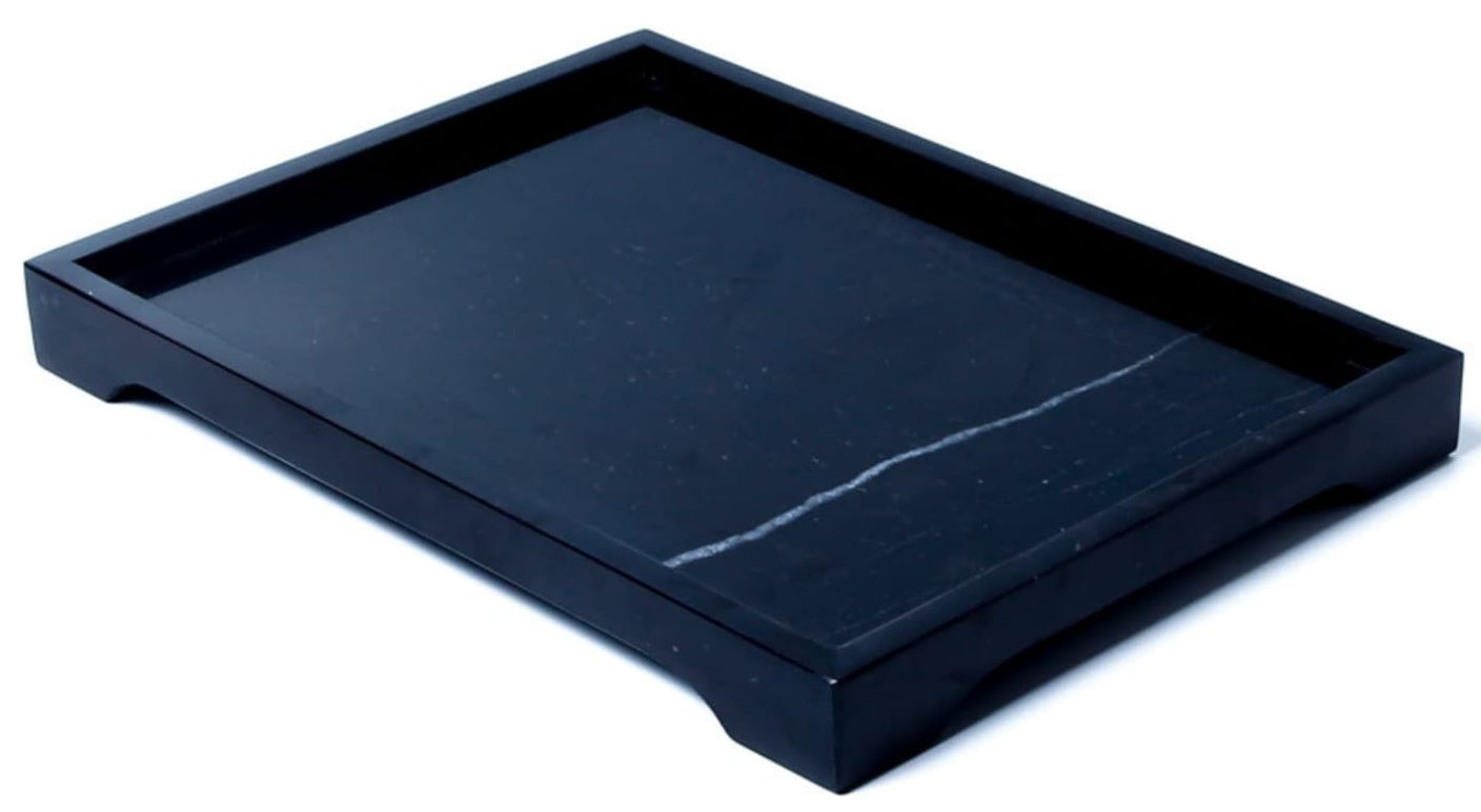 Prestigious Homeware Black Marble Rectangular Multipurpose Tray Black Forest