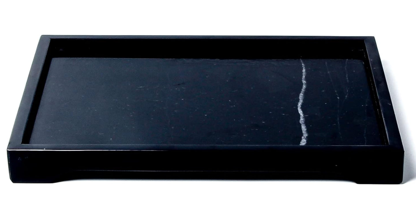 Prestigious Homeware Black Marble Rectangular Multipurpose Tray Black Forest