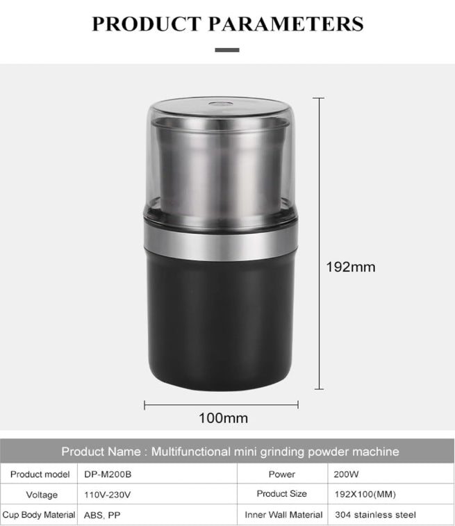 Electric Coffee Grinder 150g Stainless Steel Removable Bowl Multipurpose