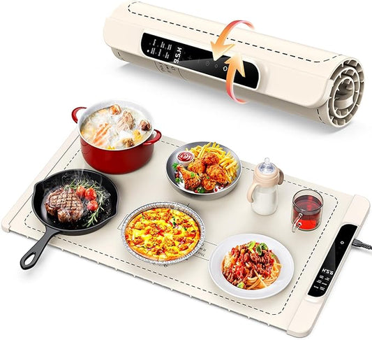 6 Temperature Flexible Portable Electric Food Warming Mat in Cream DEMO