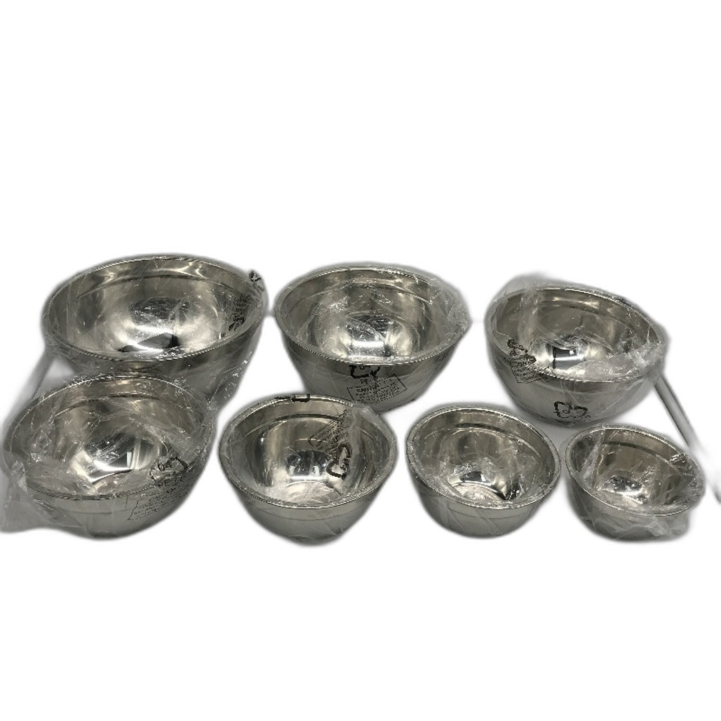 7 Piece No Cover Dishwasher Safe Stainless Steel Silver Nesting Mixing Bowls NEW