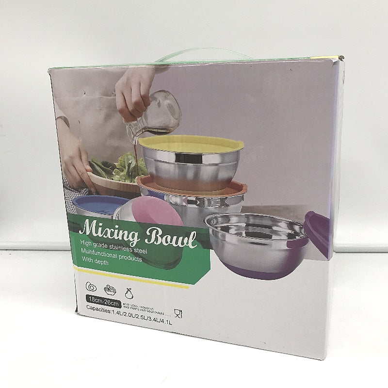 7 Piece No Cover Dishwasher Safe Stainless Steel Silver Nesting Mixing Bowls NEW