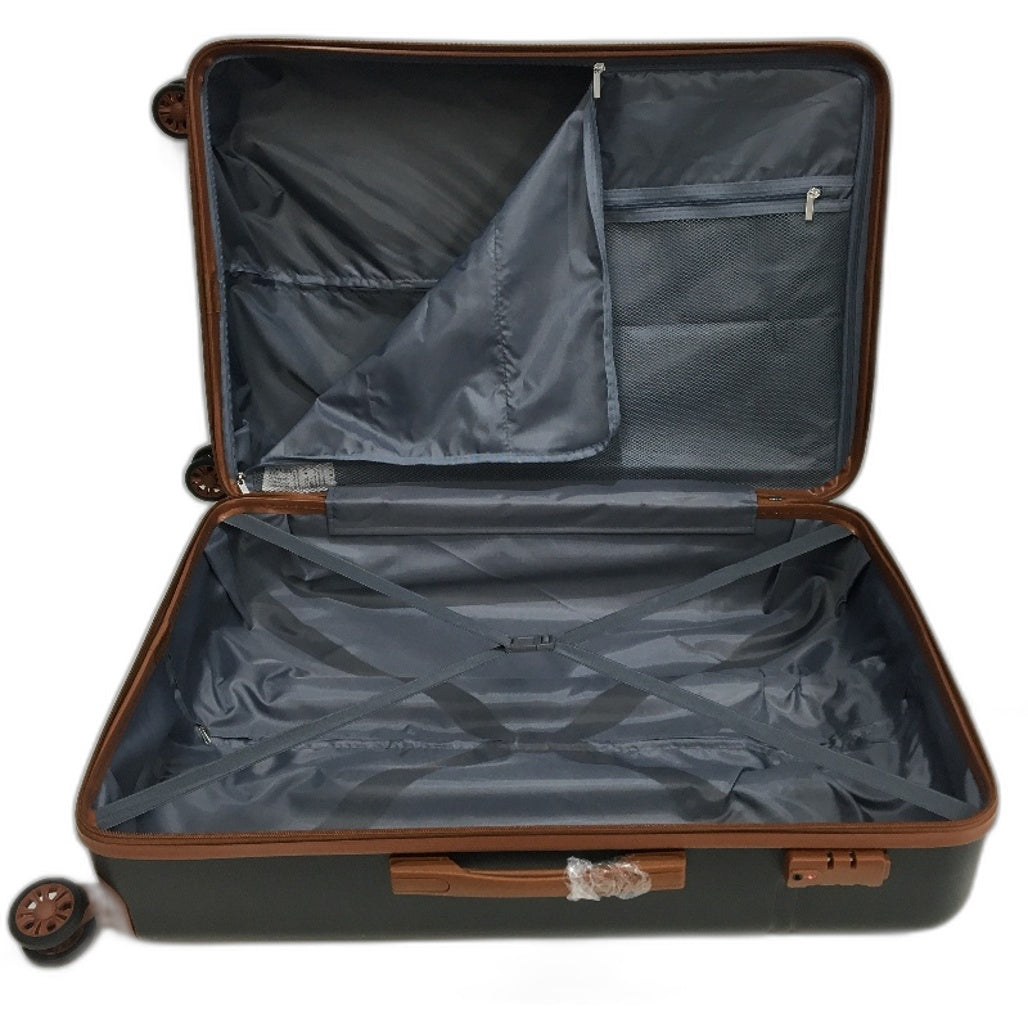 Krute 28 Inch Black and Brown Hard Shell Spinner Wheel Luggage with TSA Lock NEW