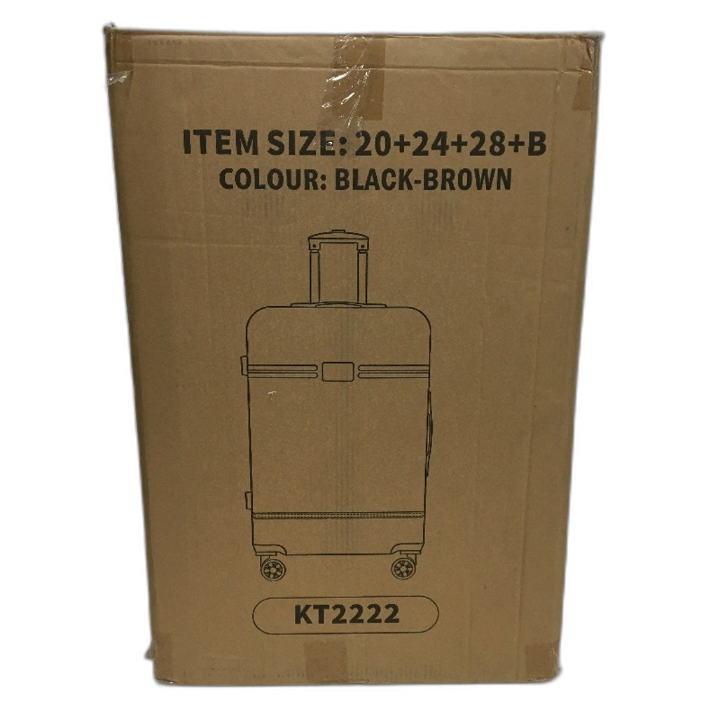 Krute 28 Inch Black and Brown Hard Shell Spinner Wheel Luggage with TSA Lock NEW