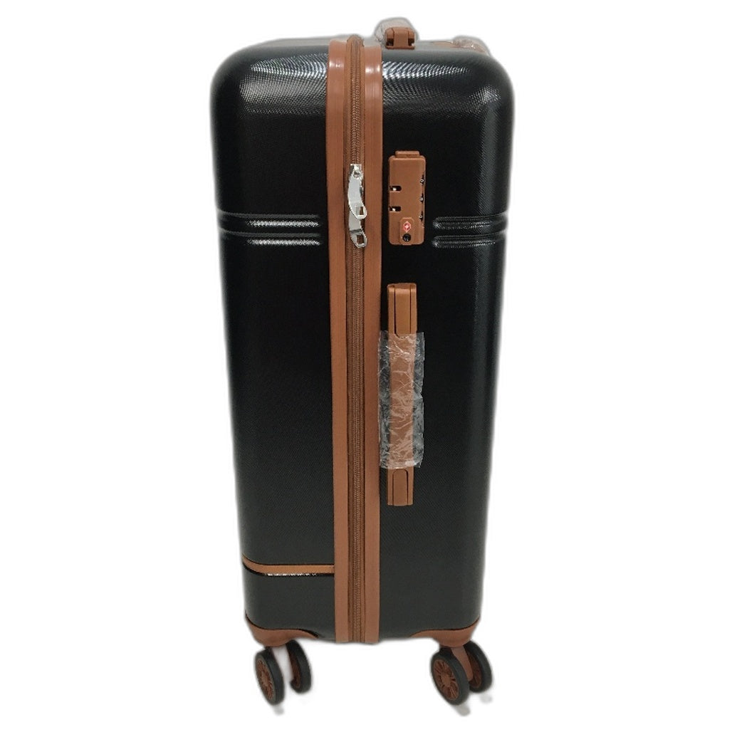 Krute 24 Inch Black and Brown Hard Shell Spinner Wheel Luggage with TSA Lock NEW