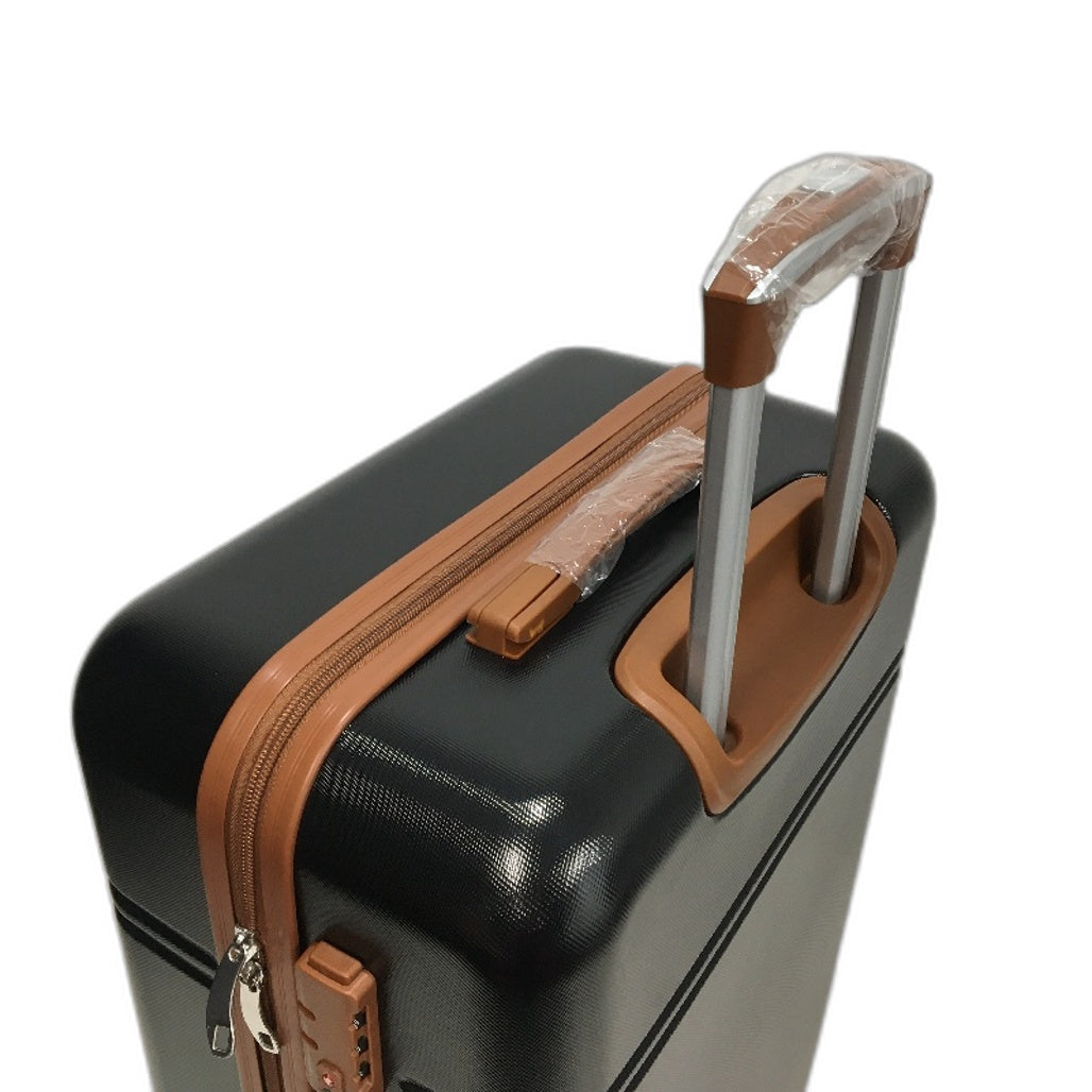 Krute 24 Inch Black and Brown Hard Shell Spinner Wheel Luggage with TSA Lock NEW