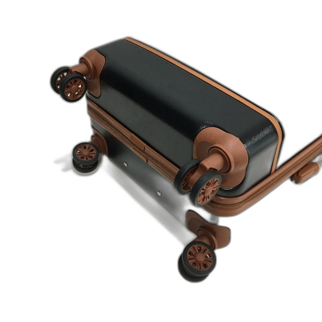 Krute 24 Inch Black and Brown Hard Shell Spinner Wheel Luggage with TSA Lock NEW