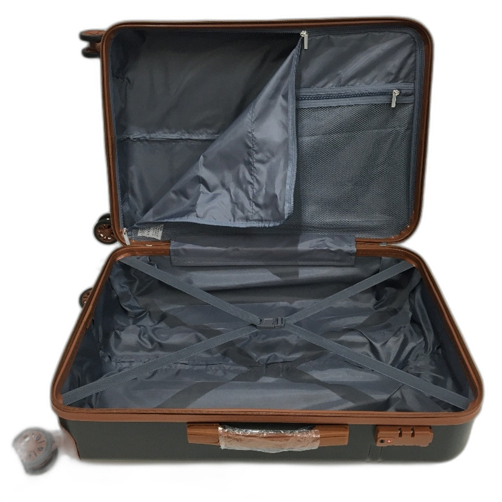 Krute 24 Inch Black and Brown Hard Shell Spinner Wheel Luggage with TSA Lock NEW