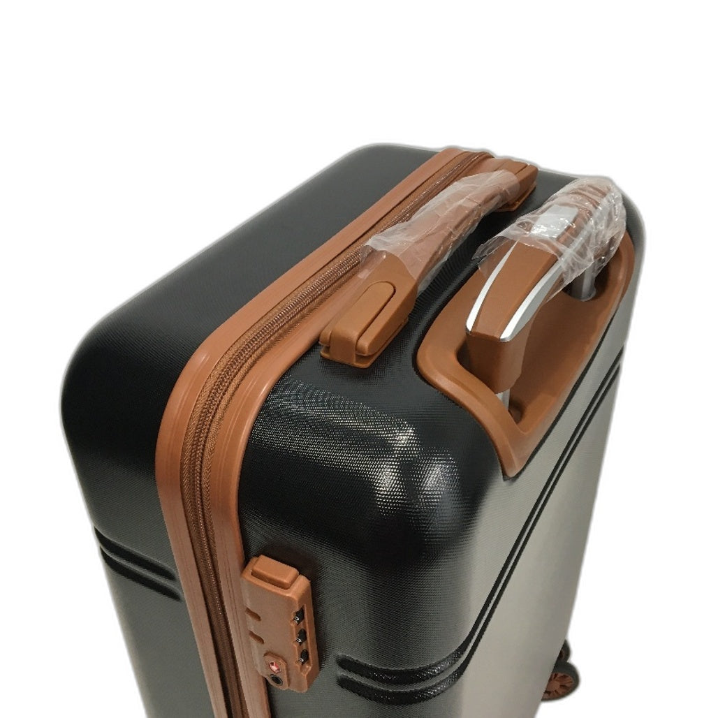 Krute 20 Inch Black and Brown Hard Shell Spinner Wheel Luggage with TSA Lock NEW
