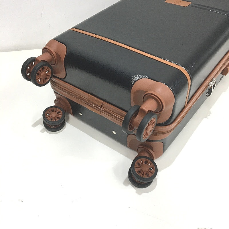 Krute 20 Inch Black and Brown Hard Shell Spinner Wheel Luggage with TSA Lock NEW