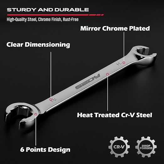 SEDY 14 Piece SAE Brake and Metric Flare Nut Wrench Set with x2 Teflon Tape NEW