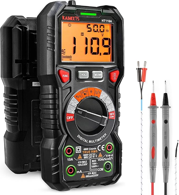 KAIWEETS HT118A TRMS 6000 Counts 1000V CATIII 600V CATIV Digital Multimeter NEW