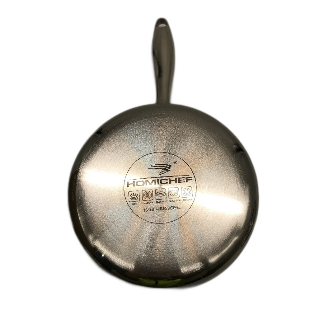 HOMICHEF 1.8 Quart Mirror Polished Stainless Steel Sauce Pan with Glass Lid NEW