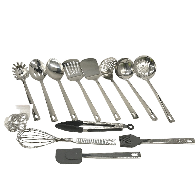 29 Piece Silver Stainless Steel Metal Cooking Utensils Set with Hanging Hook NEW