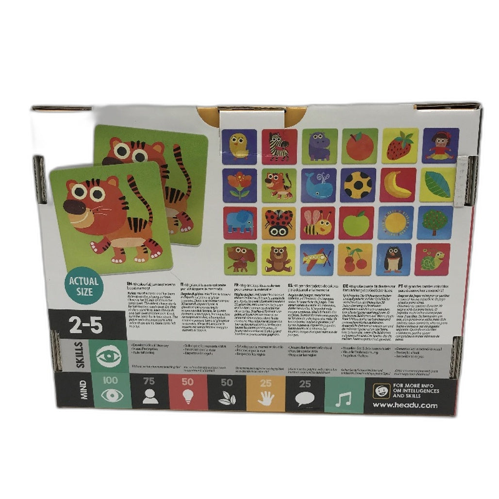 Headu 50pcs Baby Memo Chunky Cardboard Memory Play Tiles for Ages 2 -5 Years NEW