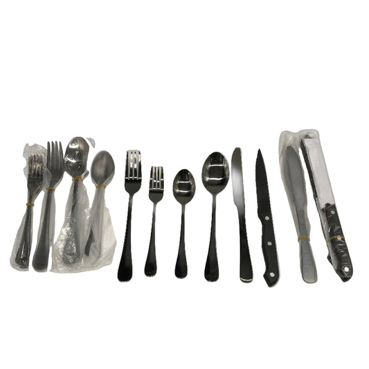 24 Piece High Grade Stainless Steel Black Cutlery Utensil Tableware Set NEW