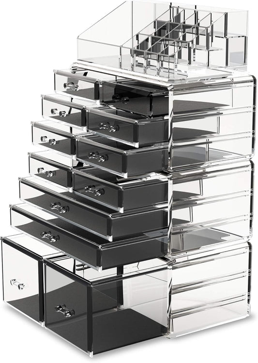 Readaeer Clear Plastic Makeup Cosmetic Organiser Storage with 12 Drawers NEW