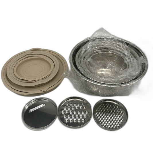 6 Piece Beige Silicone Base Stainless Steel Mixing Bowls with Lids Set NEW