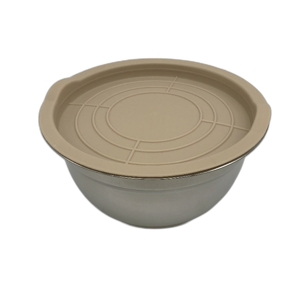 6 Piece Beige Silicone Base Stainless Steel Mixing Bowls with Lids Set NEW