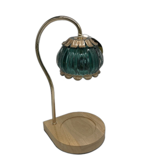 Green Crystal Glass Flower Candle Warmer Heat Adjustable Lamp NEW