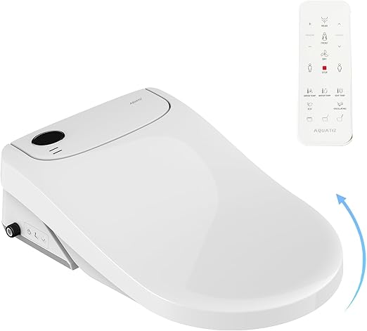 Aquatiz AQ1131 D-Shaped Auto Lid Electric Bidet Heated Toilet Seat NEW