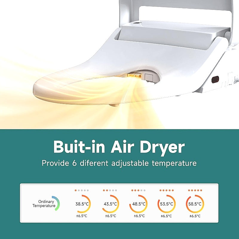 Aquatiz AQ1131 D-Shaped Auto Lid Electric Bidet Heated Toilet Seat NEW
