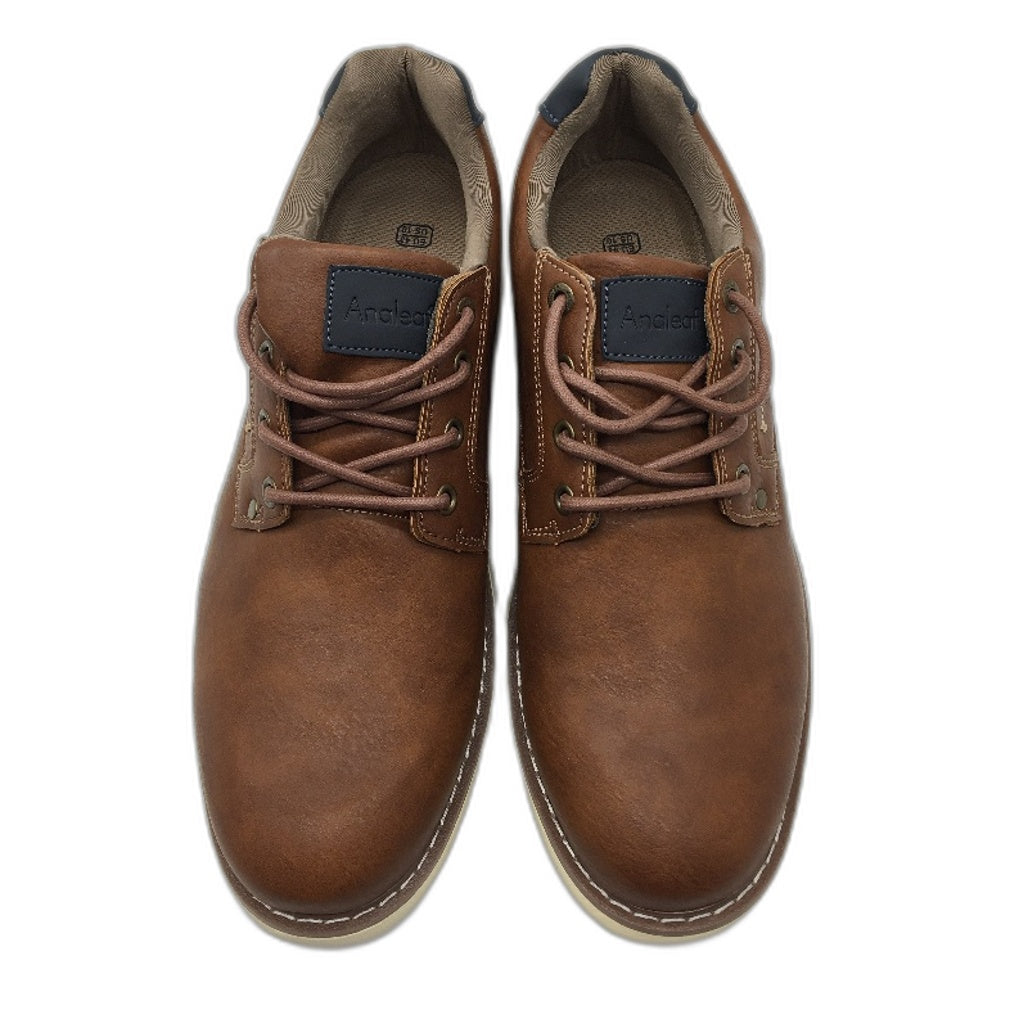 Analeaf Brown Fauk Leather Casual Lace Lightweight Shoes Mens Size US 10 NEW