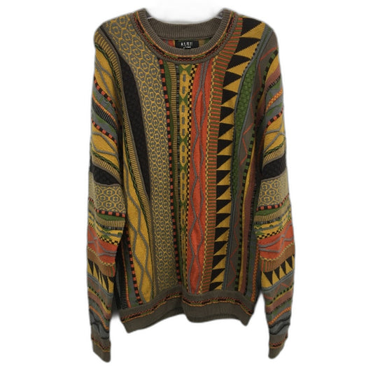 Kenji Wool Blend Ultra Soft Multicoloured Strip Pullover Jumper Mens Size M NEW